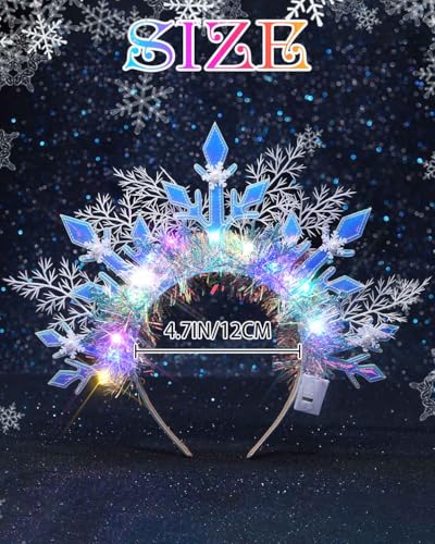 Campsis Light Up Snowflake Headband Christmas Headpiece Led Xmas Holiday Hair Accessories for Women