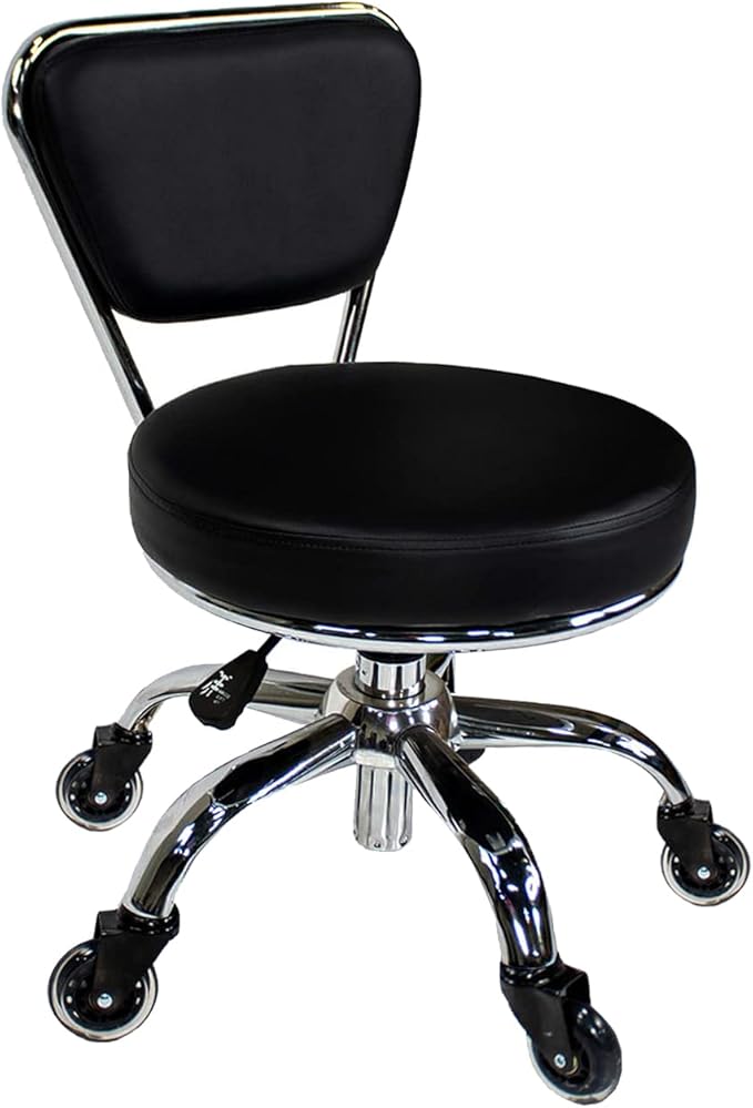 MAYAKOBA Dayton Garage Rolling Seat (Black Upgrade Casters) Pneumatic, Short Stool with Adjustable Height 13"-15", Perfect for Garage Task, Home Cleaning, Bathroom Short Seat, Technician Task