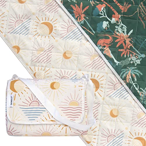 Shwally The Picnic Mat - Indoor/Outdoor Rug with Hand-Drawn Designs - Machine Washable, Water Resistant, Durable & Wipeabl...