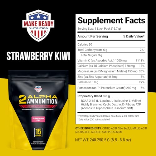 MAKE READY NUTRITION - 2Alpha Ammunition Strawberry Kiwi - 15 Servings Stick Pack