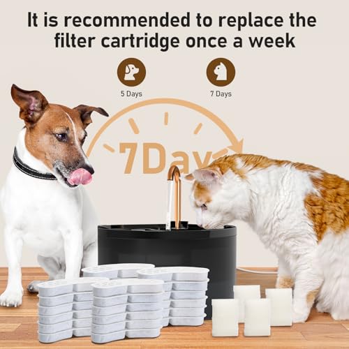 Misfans S003,S005 Exclusive 24 set Cat Fountain Filter Replacement, 24 Pack Filters and 24 Pack Sponges, Only for Item Mod...