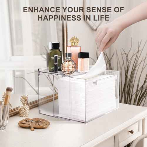 Disposable Facial Towels Storage Box - Acrylic Container Compatible With Clean Skin Club Clean Towel XL - Wall-Mounted Makeup Organizer With Drawer (Excluding Facial Towels)