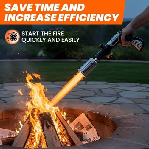 Propane Torch Gun, Adjustable Flame Portable Blow Torch for Cooking & Grilling, 3272°F High Heat Propane Heat Blaster Tool...