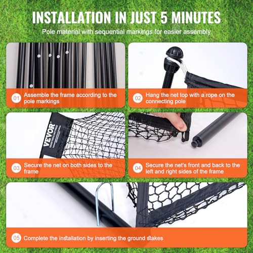 VEVOR Golf Practice Net, Indoor Hitting Net for Baseball, Hockey, Soccer, Heavy Duty Nylon DIY Ball Net, Sports Netting Barrier for Backyard Driving Training Swing