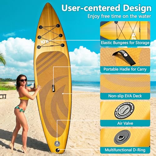 GarveeLife Inflatable Paddle Board for Adults, Stand up Paddle Board Inflatable with SUP Accessories, 11'×33" Ultra Stable...