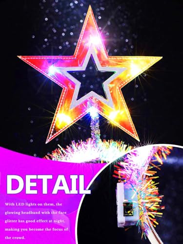 GENBREE Light Up Star Headbands Led Birthday Crown Headpiece Glow Rave Party Hair Accessories for Women