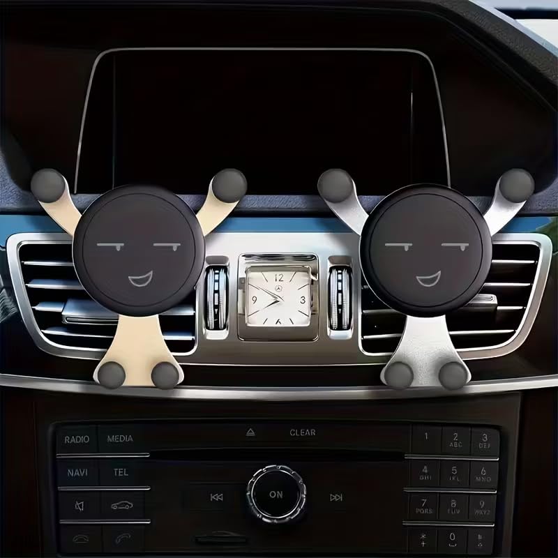 1PC Car Air Vent Phone Mount Smiley Design 360 Degree Rotation Universal Fit Hands-Free Driving GPS Navigation Calls, Black