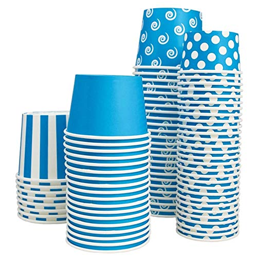 UNIQ 1000-Count 16 oz Polka Dot Paper Ice Cream Bowls Blue Color | Disposable Dessert Bowls for Hot or Cold Foods | Ice Cr...