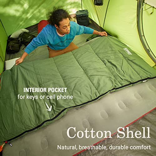 Coleman Big Game 0°F Big & Tall Sleeping Bag, Cold Weather Adult Sleeping Bag with Sherpa & Flannel Lining and 2-Way Zippe...