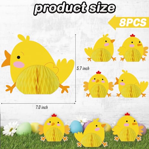 8 Pack Easter Chick Party Decorations Farm Birthday Party Honeycomb Centerpiece Hanging Decorations Baby Chick Accessories...