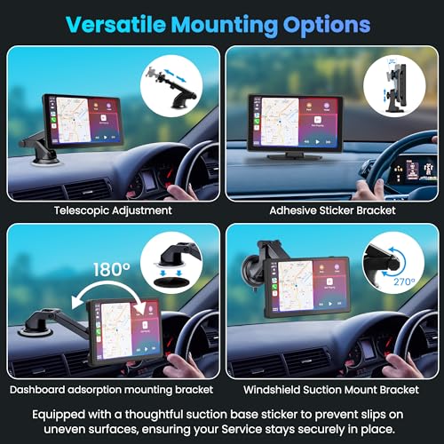 BIGASUO Wireless Carplay Screen for Car 4K Dash Cam, Apple CarPlay & Android Auto,9" HD Touchscreen with 1080P Backup Came...