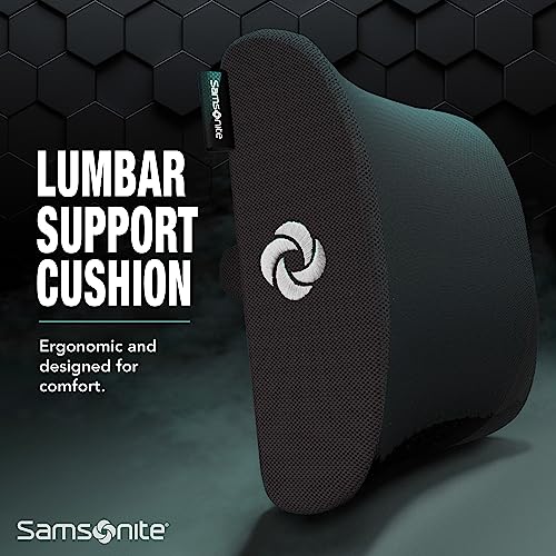 Samsonite Ergonomic Lumbar Support Pillow for Office Chair, Gaming Chair, or Car, Memory Foam Cushion with Breathable Vent...