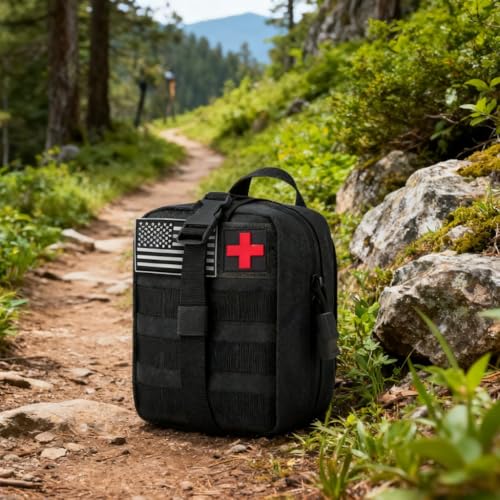 Tactical MOLLE Med Pouch - Waterproof Outdoor First Aid Kit, Molle System Combat EMT Pouch for Emergency Survival Gear, Ca...