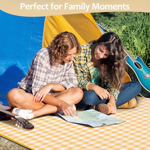 Zeproage Waterproof Picnic Blankets, 60" x 80" Picnic Mat Outdoor Portable Travel Camping Bordeaux Blue