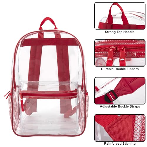 Trail maker Clear Backpack Heavy Duty with Padded Straps, Side Pockets for Kids, Boys, Girls, School, Stadium Approved Events