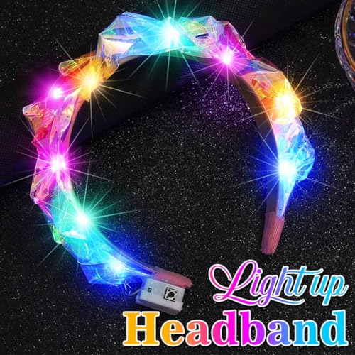 Fashey Light Up Headband Led Headbands Glow Hair Band Birthday Hair Accessories for Girls