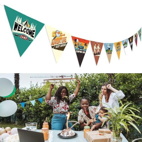 Pennant Banners, 3 Meters Colorful Triangle Bunting Flag Fabric Pennant Garland Bunting String Flag for Outdoor Travel Cam...