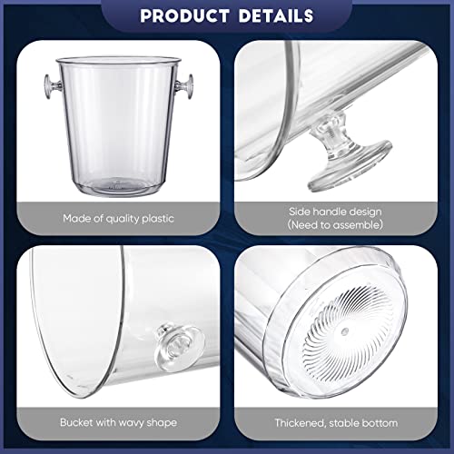 Irenare Acrylic Ice Buckets for Parties 3.5 L Plastic Clear Wine Bucket with Plastic Scoop and Tongs Bottle Drink Cooler B...