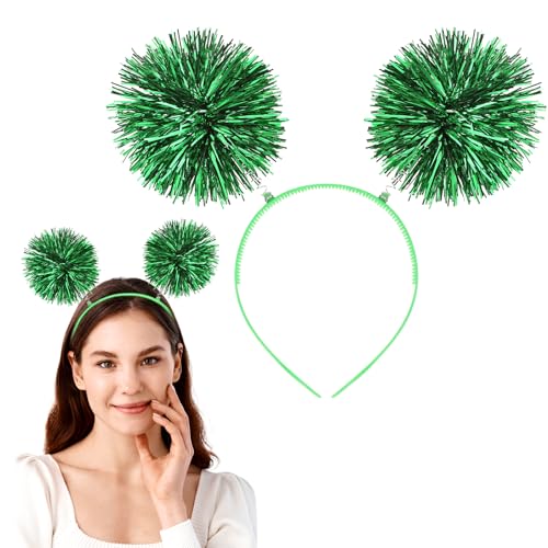 WY LIGHTING LEVEL Pom Pom Headbopper Fun Festive Headwear Foil Strips Tinsel Fashion Hair Hoop Fluffy Ball Headband Fancy ...