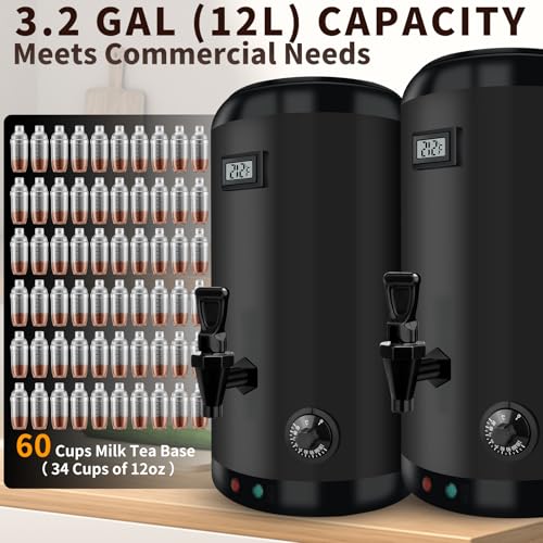 Nalison Electric Heating Insulated Beverage Dispenser-12 L/3.2 Gallon Hot Drink Beverage for Catering-Stainless Steel Hot ...