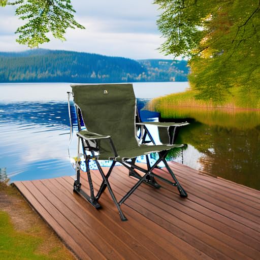 GCI Outdoor Kickback Rocker Camping Chair | Portable Folding Rocking Chair with Durable Armrests, Drink Holder & Relaxed L...