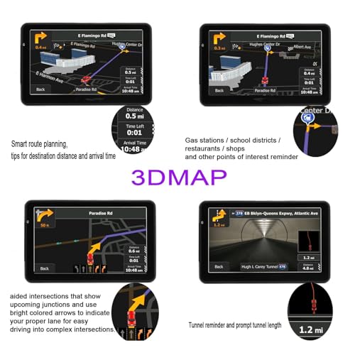 LONGRUF GPS Navigation for Car, Latest 2026 Map 7 inch Touch Screen Car GPS, Voice Turn Direction Guidance, Support Speed ...
