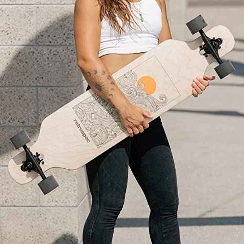 Retrospec Rift Drop-Through Longboard Skateboard Complete Canadian Maple Wood Cruiser w/Drop-Through Trucks for Commuting, Cruising, Carving & Downhill Riding