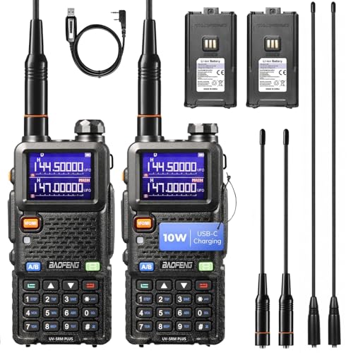 BAOFENG UV-5RM Plus 10W Dual Band Ham Radio Handheld, NOAA FM Airband Receiver, Long Range Two Way Radio with 8" & 15" AN...