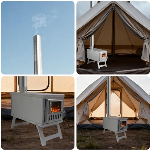 Yesinaly Ultralight Camping Stove Portable Wood Burning Stove for Tent, Camping, Outdoor Cooking, Hunting, Ice Fishing, 1...