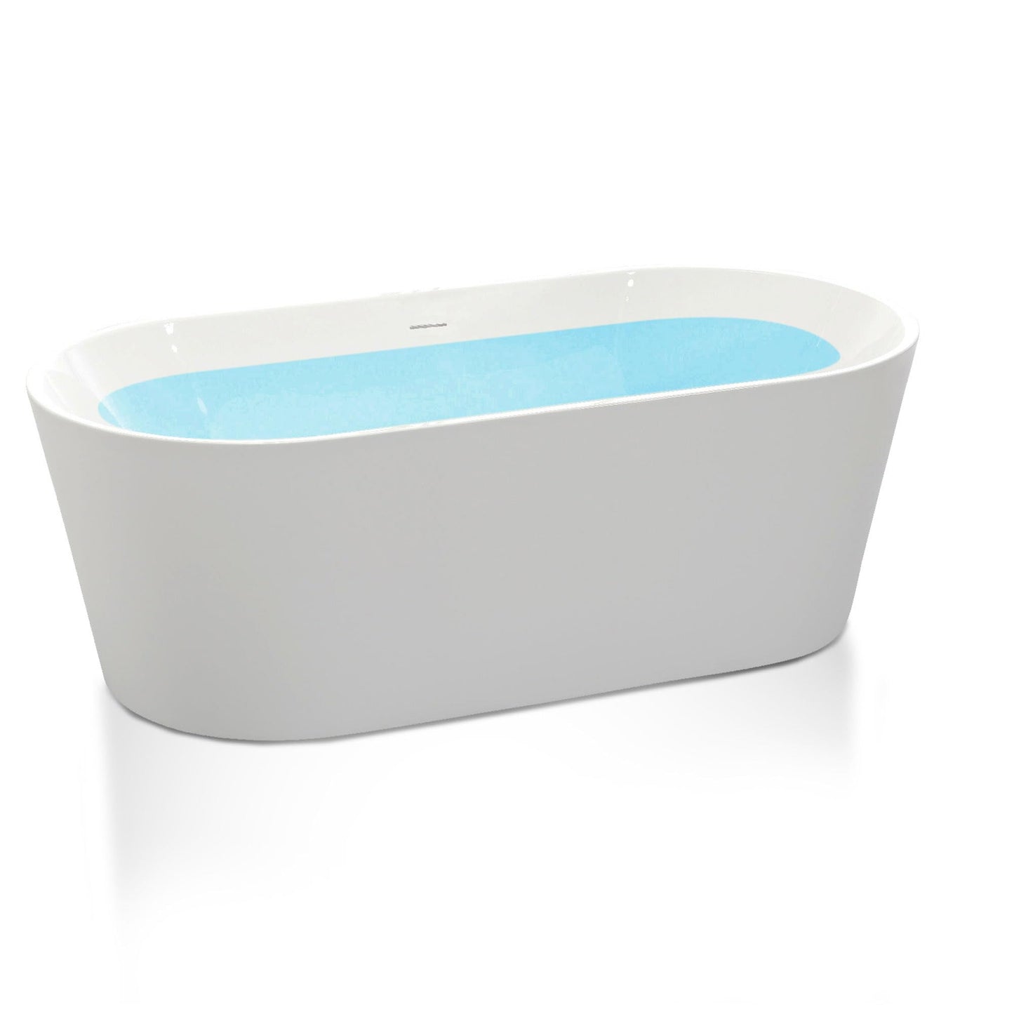 ANZZI Freestanding Bathtub 55 In Acrylic Soaking Tub Flat Bottom One Piece Marine Grade Build Glossy White Center Drain Chrome Overflow 73 Galon 55.12 x 29.53 x 22.83'' In Chand Series | FT-AZ098-55