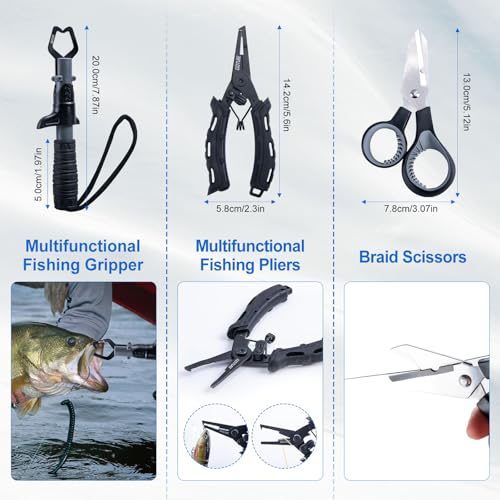 Goture Fishing Rod and Reel Combos-Telescopic Fishing Pole Spinning Reel Lures Set with PC Hard Shell Suitcase, Telescopic...
