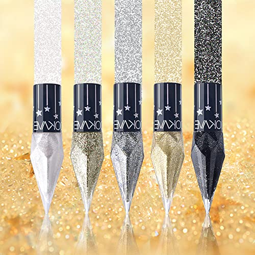 Go Ho Glitter Liquid Eyeliner Colorful Set,5 Colors Metallic Shimmer White Black Silver Gold Diamond Eyeliner,Glitter Eye ...