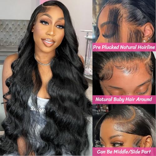 Body Wave Human Hair Wigs for Women Glueless HD Lace Front Wigs Human Hair Body Wave 180 Density Lace Frontal Wigs Human Hair Pre Plucked Body Wave 13x6 Lace wig 24 Inch