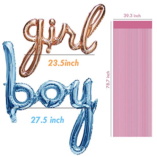 Baby Shower Photo Booth Props Gender Reveal Backdrop Baby Gender Reveal Party Supplies Boy or Girl Banner Boy Girl Foil Ba...