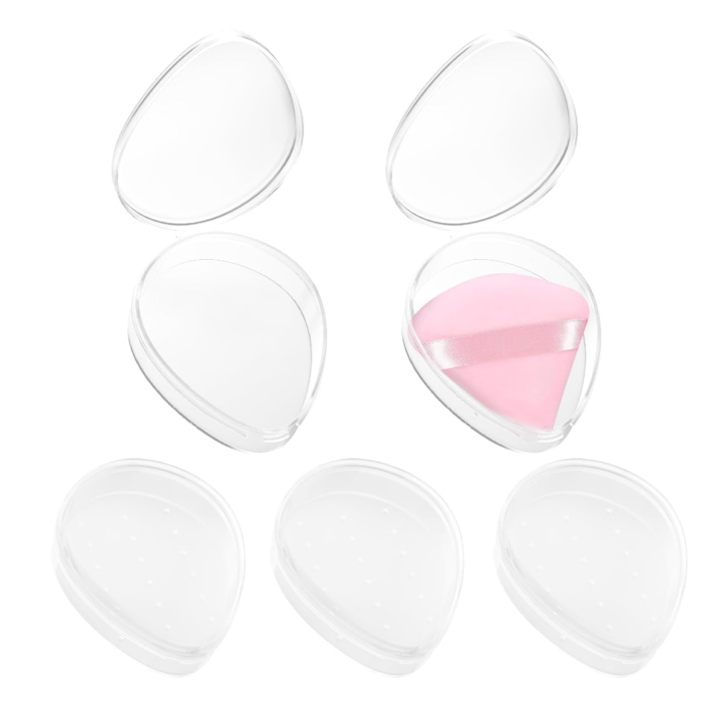 5 Pack Triangle Powder Puff Holders - Multifunctional Cosmetic Storage Case for Makeup Puffs, Beauty Blenders - No Sponge Includ
