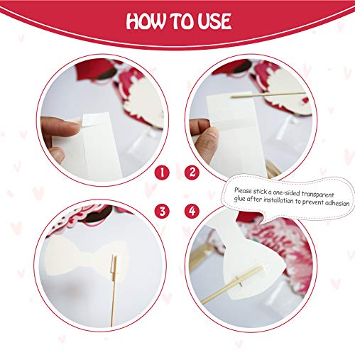 Valentines Day Photo Booth Props Kit, 28PCS Photography Props, Funny DIY Picture Selfie Accessories for Valentine’s Day We...