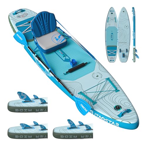 iTAOSTAR Adventure 12’×35"/39" Extra Wide Paddle Board, One-Stop Premium SUP Board Accessories, Tailored 5 Fins, Stable In...