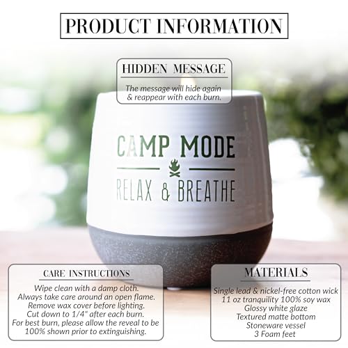 Pavilion Gift Company - Camp Mode - 11oz Wax Reveal Secret Surprise Message Single-Wick Jasmine Scented Candle Outdoorsy A...