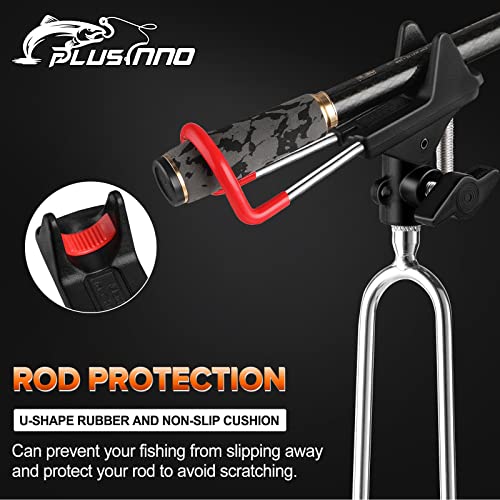 PLUSINNO Fishing Rod Holders - Upgraded 360 Degree Adjustable Fishing Pole Stand Equipment for Bank, Beach, Gift for Men