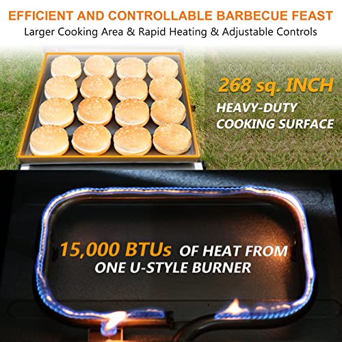 Hisencn Portable Flat Top Grill Propane Gas Grill and Portable Folding Grill Cart Outdoor Griddle Stand Shelf, RV - 268 s...