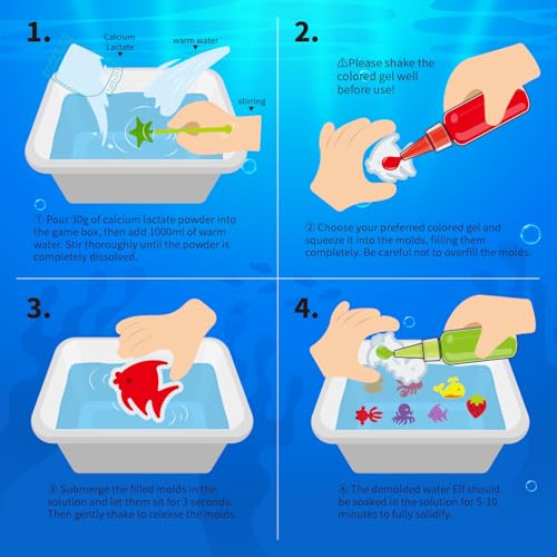 Magic Water Toy Elf Kit, Water Fairy Water Gel Kit with 12 Magic Gels, 12 Shape Molds, Fun Summer Toys Gifts Kids Birthday...