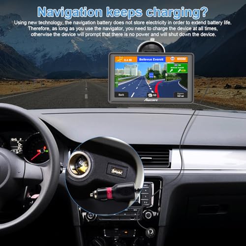 AWESAFE GPS Navigator for Car, Latest 2025 Map 7 Inch Touch Screen, Real Voice Spoken Turn-by-Turn Direction Reminding Nav...