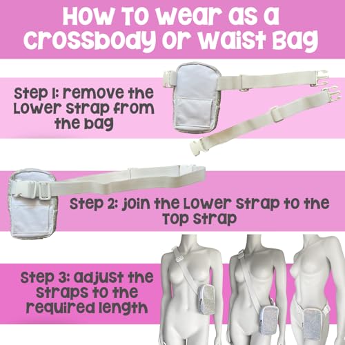3-IN-1 Thigh Bag Fanny Pack Crossbody Bag | Carnival Leg Harness for Women | Holographic Waist Bag | Rave Leg Pack with Bu...