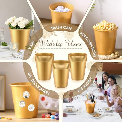 Layhit 24 Pcs Plastic Ice Buckets for Parties 3 Liters Wine Bucket Portable Ice Holder Disposable Wine Cooler for Party We...
