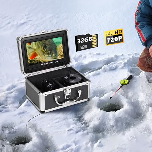 Underwater Fishing Camera FishPRO® HD720P - w/DVR-External 32GB Card, 7'' Ice Fishing Camera [Aluminum Box], Fish Finder I...