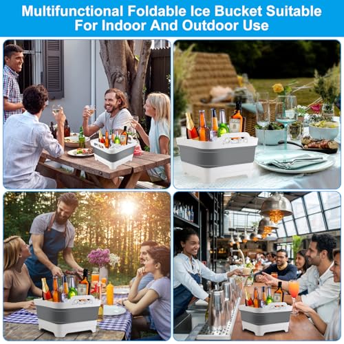 2Pcs Ice Bucket 8.5L Ice Buckets for Parties Collapsible Beverage Tub Large Plastic Drink Buckets Party Portable Foldable ...