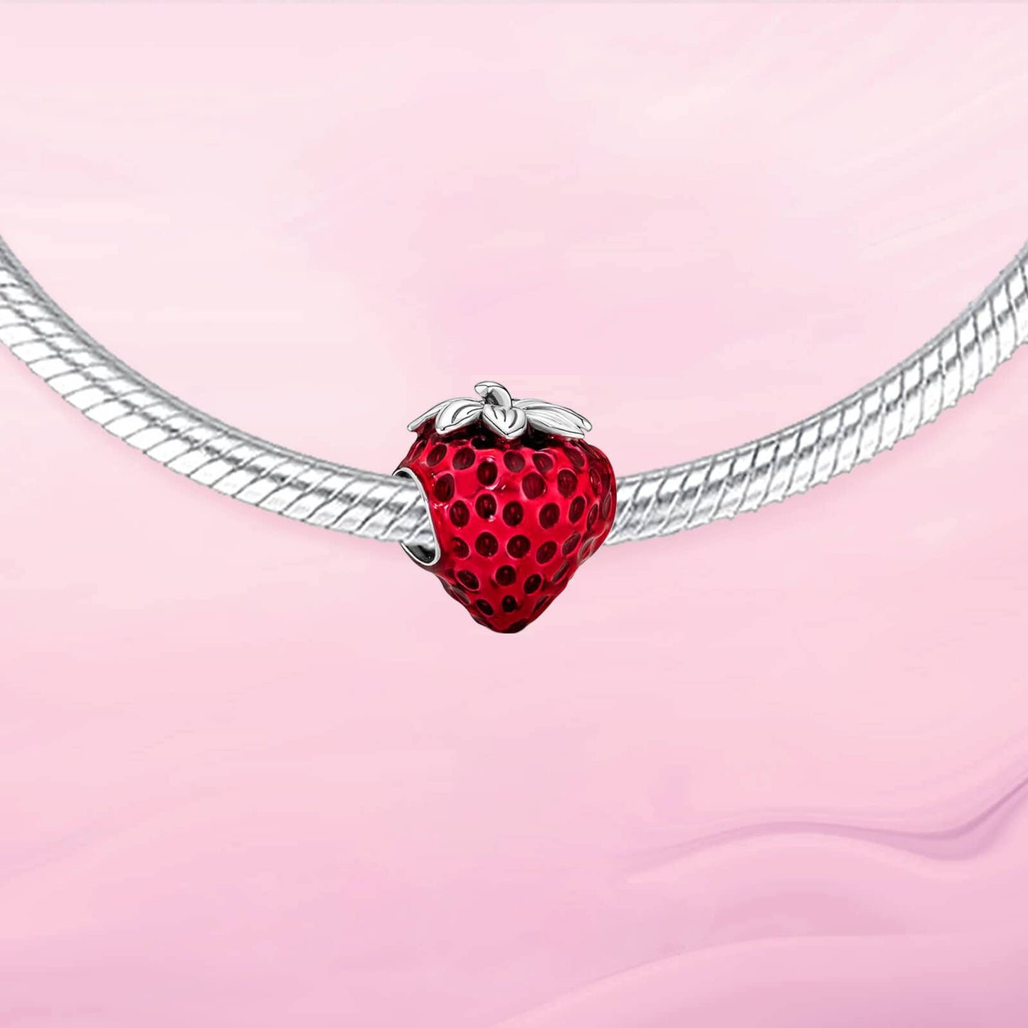 VALGACLS Strawberry Charm Strawberry Charms for Bracelets Necklace 925 Sterling Silver Charms for Women