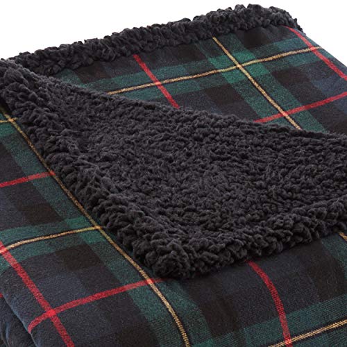 Eddie Bauer - Throw Blanket, Brushed Fleece & Plush Sherpa Bedding, Throw Blanket for Couch & Bed (Pine Tartan Dark Green,...