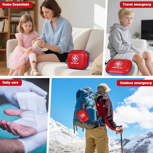 Small First Aid Kit - 185 Pieces Waterproof Emergency Kit for Home, Car, Office, Travel, Camping, Hiking & Outdoor - Porta...