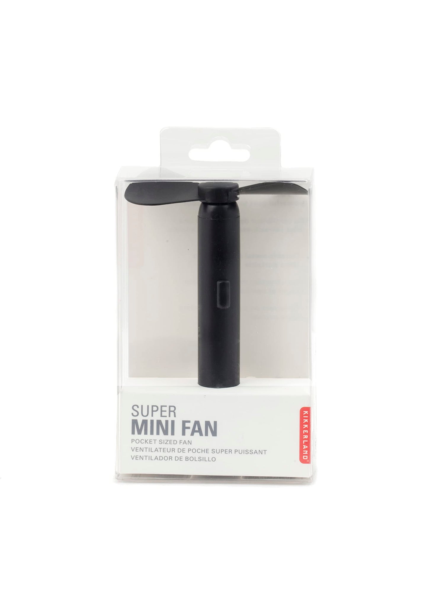 Kikkerland Handheld The Super Mini Compact Portable Brass Metal Pocket Sized Small Fan, Battery Operated (Aaa), In Blue/Black/Re